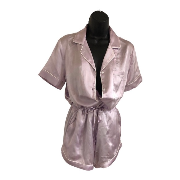 House of Harlow 1960 lavender lilac silk satin look pajama loungewear shorts set - Picture 2 of 14